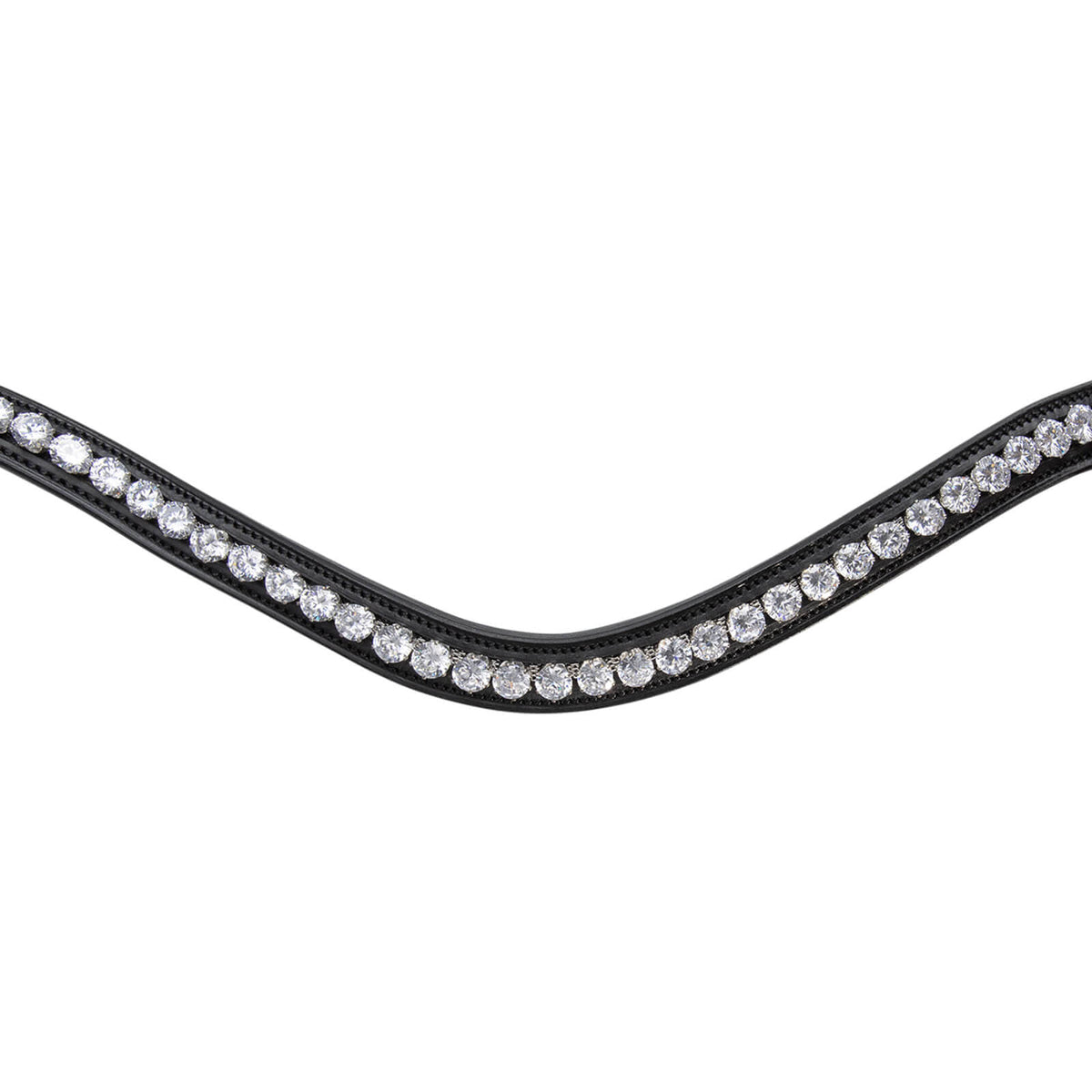 Trensenzaum S-Line Classy Trense, Schwarz, Detailaufnahme des geschwungenen Stirnbands.