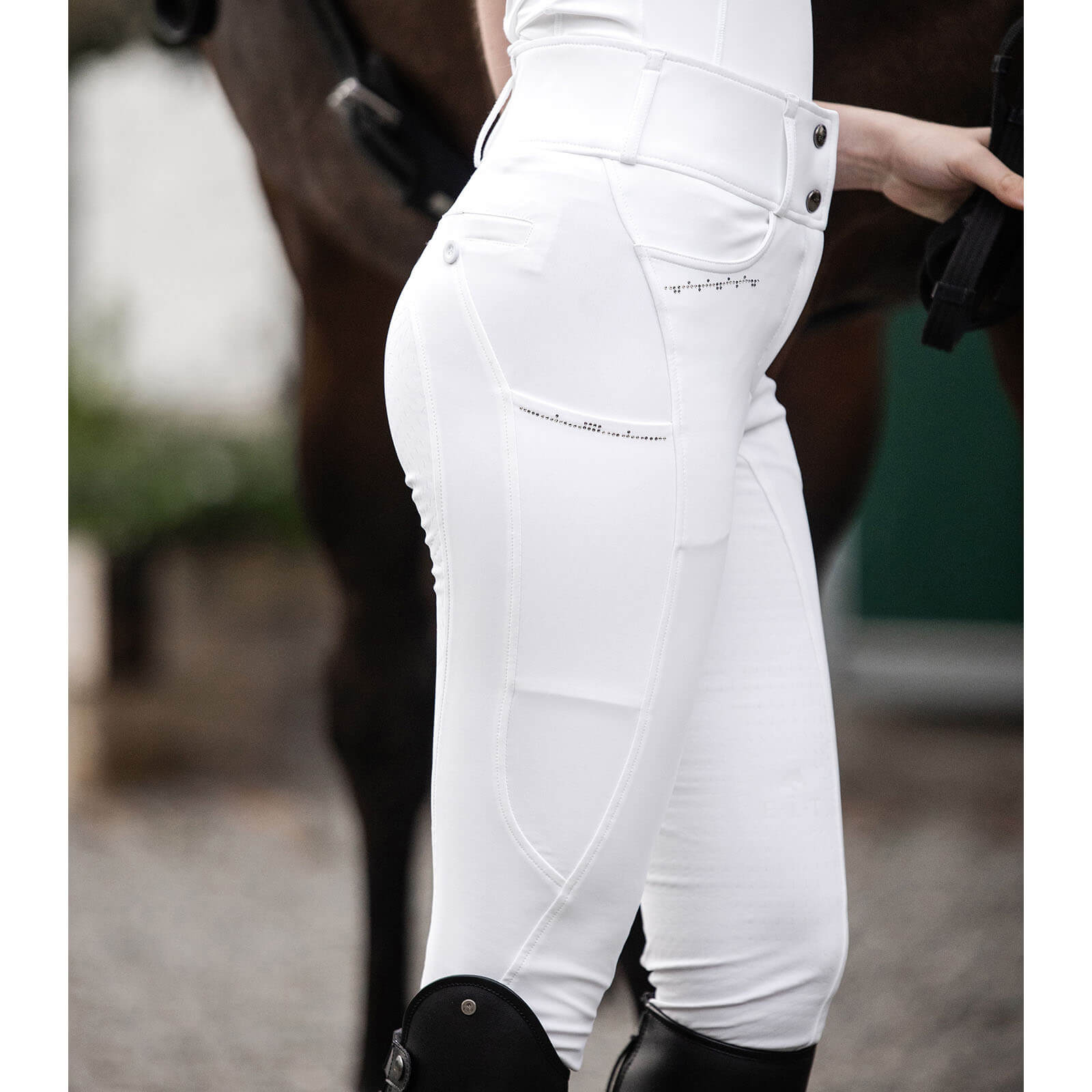 Reithose Damen Full-Grip Mathilda Glam High Waist Damenreithose Vollbesatz
