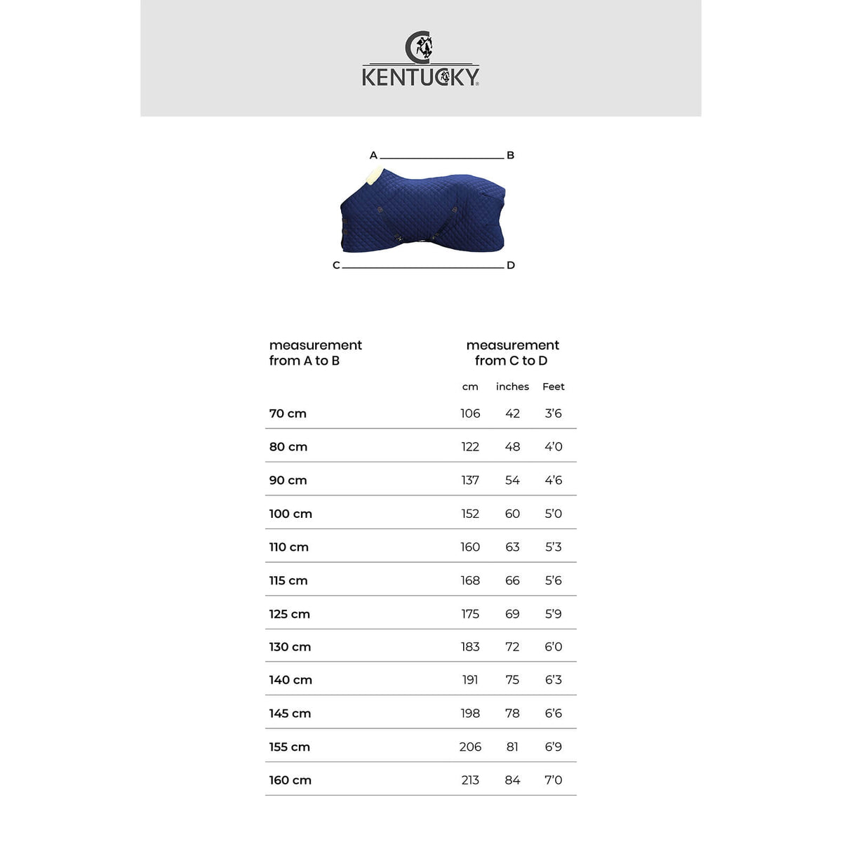 Kentucky Horsewear Outdoordecke 50g All Weather Hurricane Weidedecke, Marineblau, Maßtabelle mit Decke.