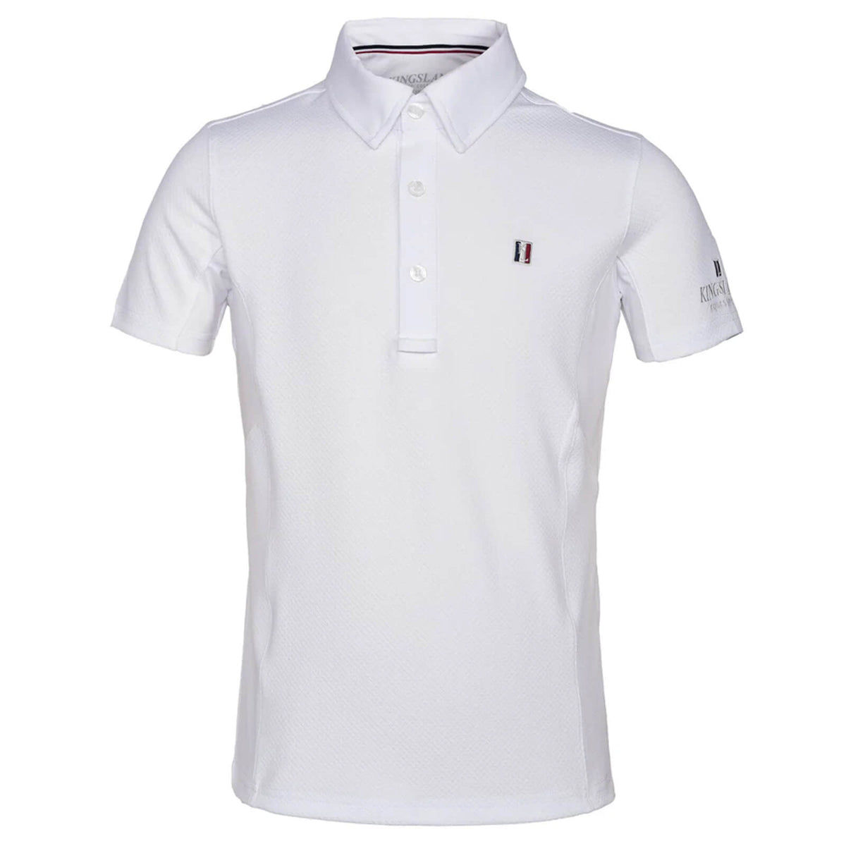 Turniershirt Kinder Classic Boys SS Show Shirt, White, Produkt allein auf weißem Hintergrund.