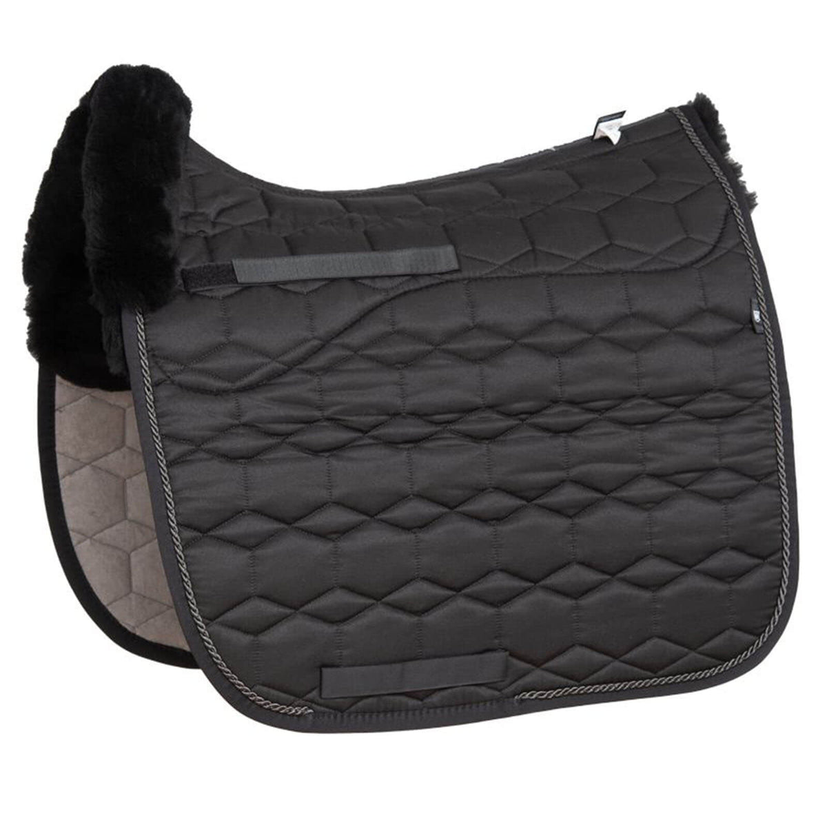 Mattes Schabracke Dressur Konfiguration Glanz Lammfell schwarz Dressurschabracke, Black, Produkt allein.