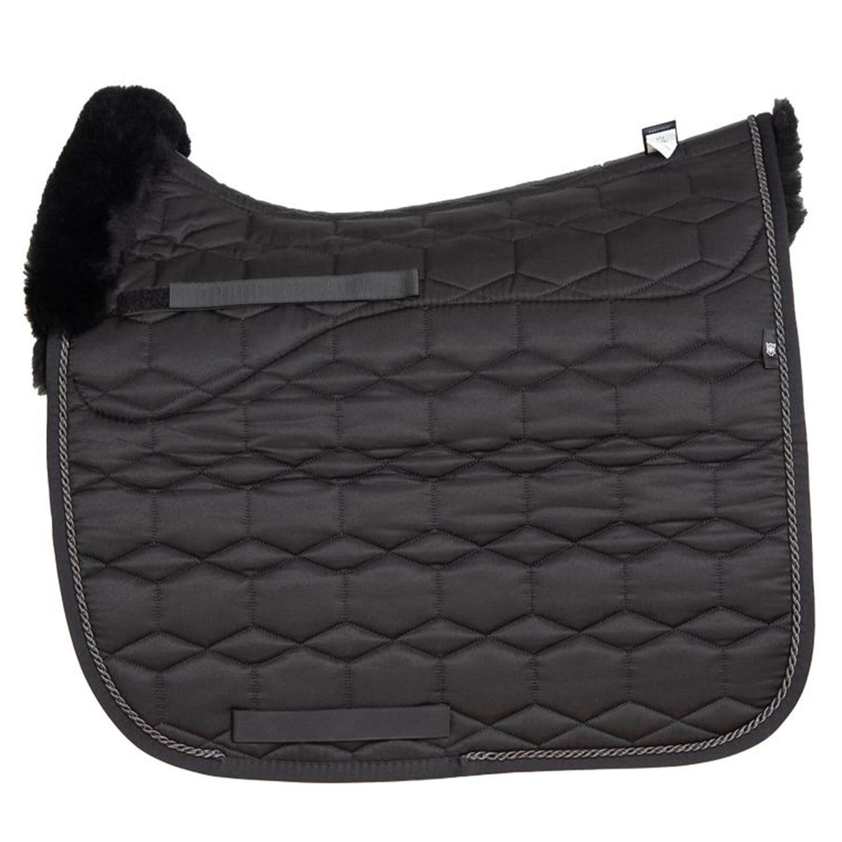 Mattes Schabracke Dressur Konfiguration Glanz Lammfell schwarz Dressurschabracke, Produkt allein.