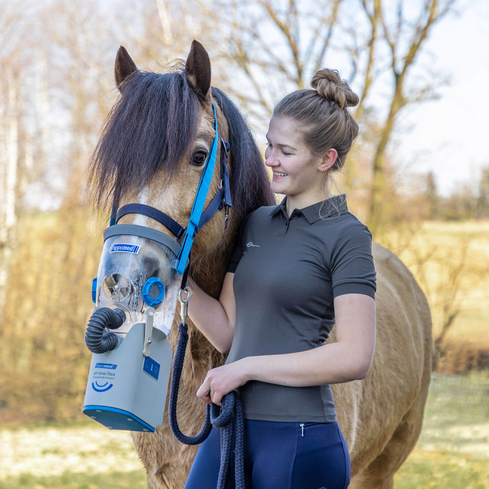 Akku-Ultraschall-Inhalator inklusive Warmblutmaske AirOne Flex Pferdeinhalator