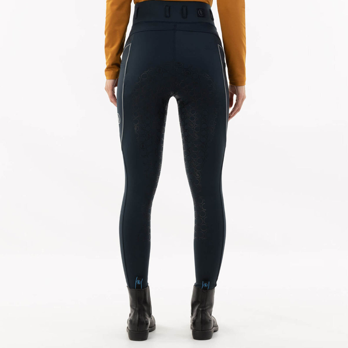 BR Reitleggings Damen HW 2024 Florien Full-Grip Reitleggings, Navy, von hinten getragen.
