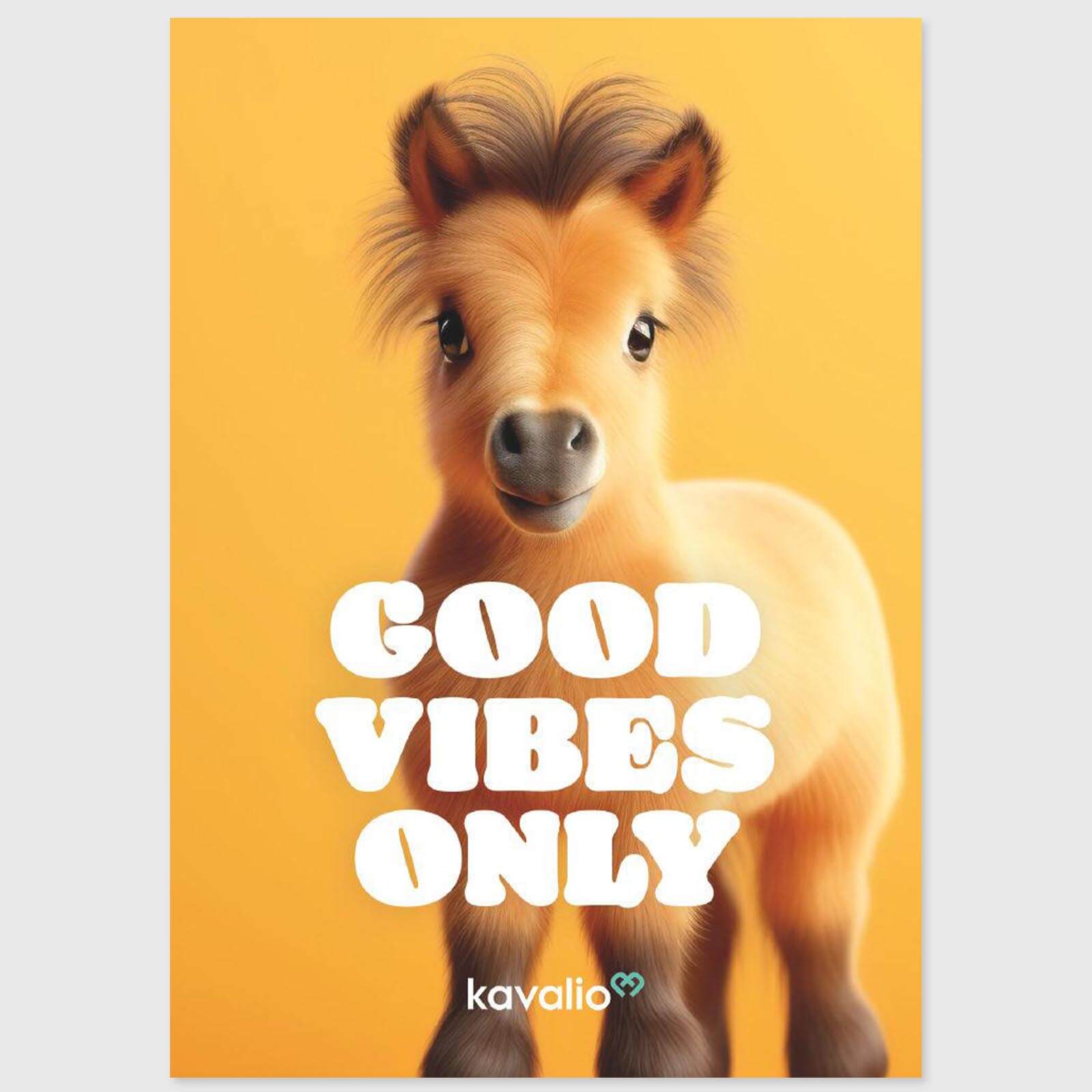 kavalio Postkarte Good Vibes only, Orange, Karte mit Pony und Schriftzug GOOD VIBES ONLY.
