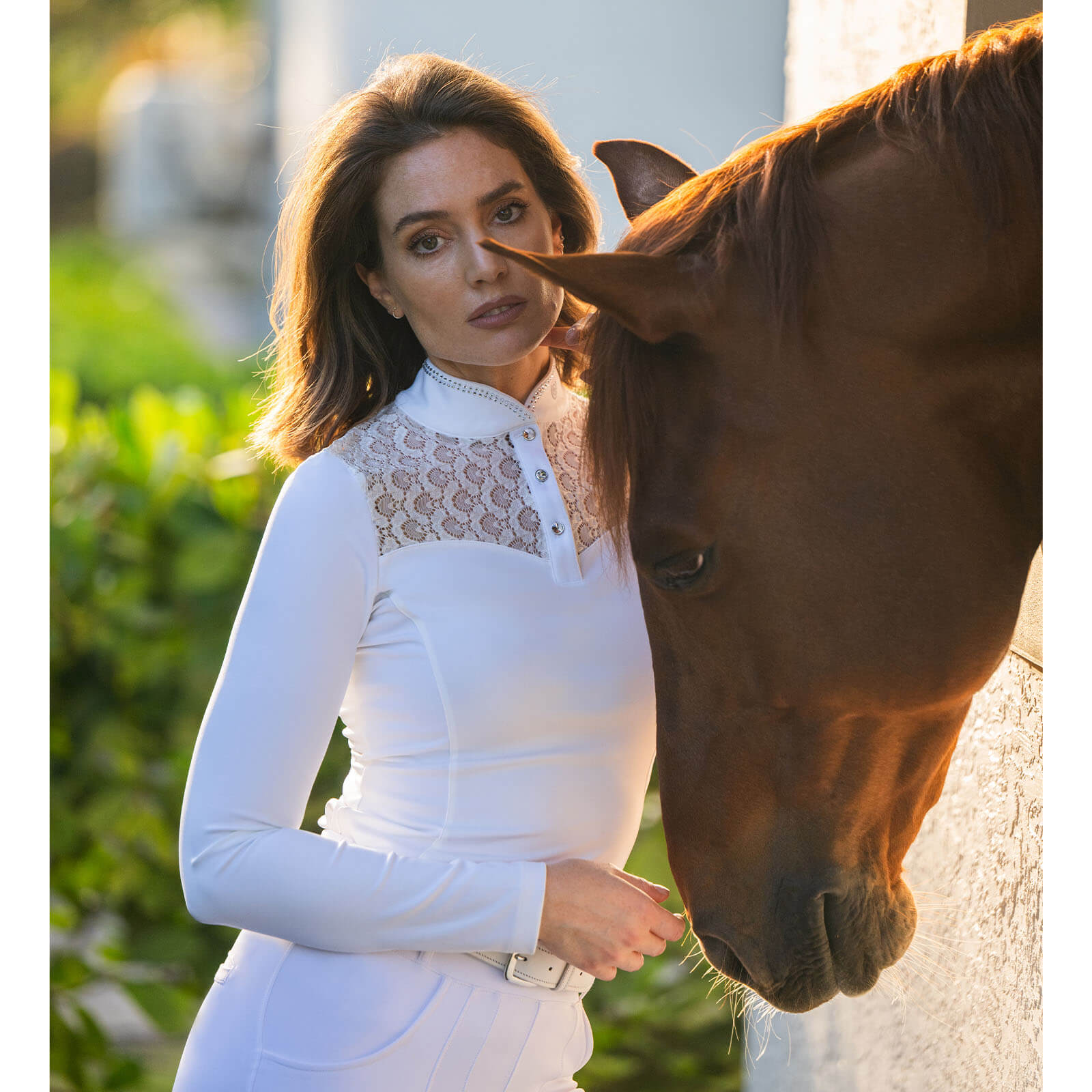 Turniershirt langarm Crystal Champion Top Long Sleeve White