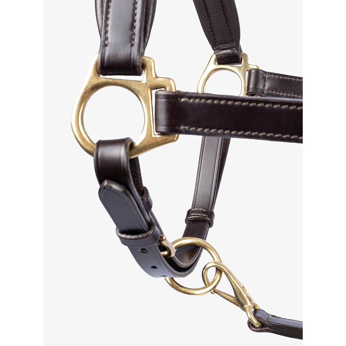 PS of Sweden Halfter Leather Lederhalfter, Schwarz, Detailaufnahme des Halfterbeschlags.
