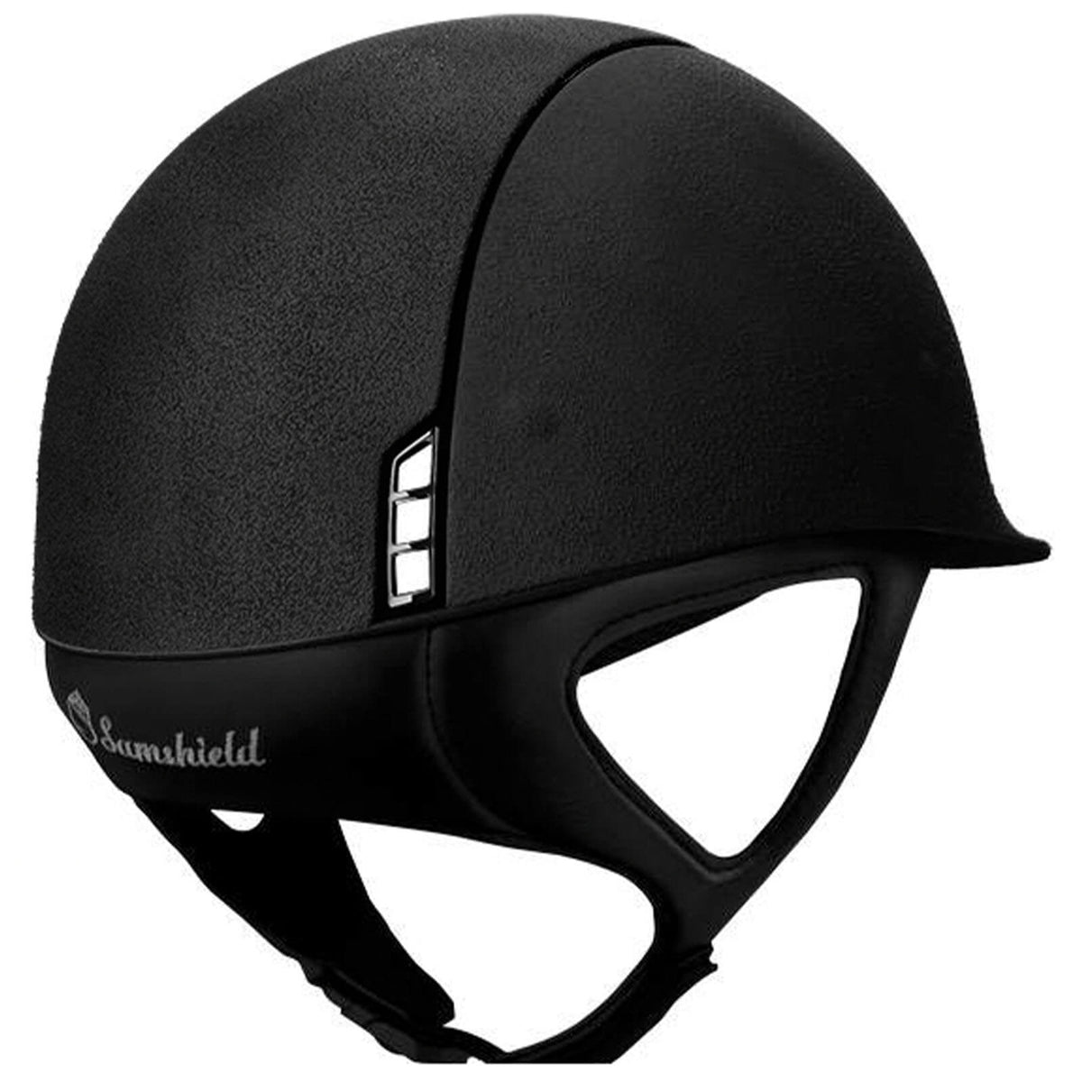 Samshield Reithelm Premium Alcantara, Schwarz, Produkt allein auf weißem Hintergrund.