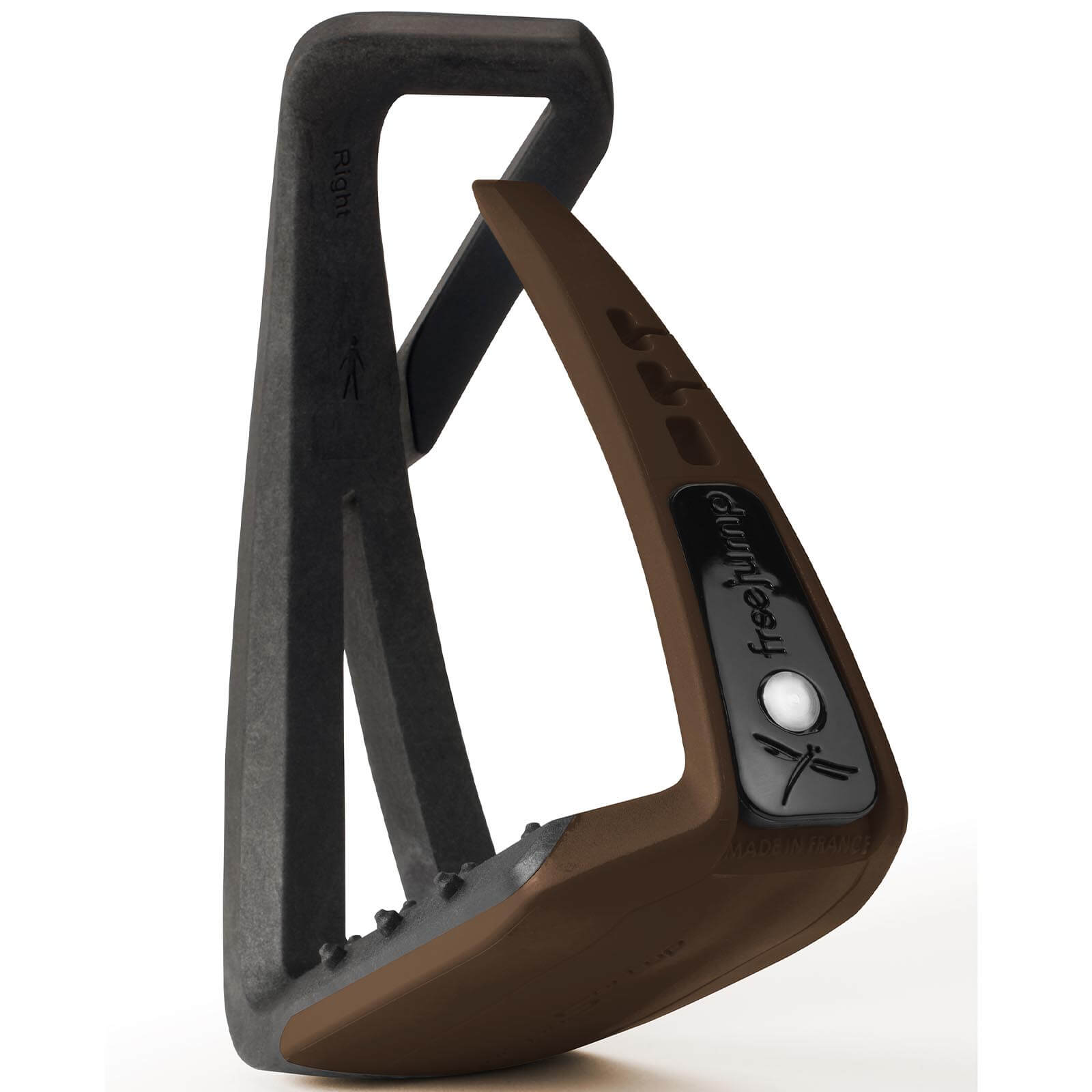 Freejump Steigbügel Soft Up Lite, Black/Choco, Produkt allein auf weißem Hintergrund.