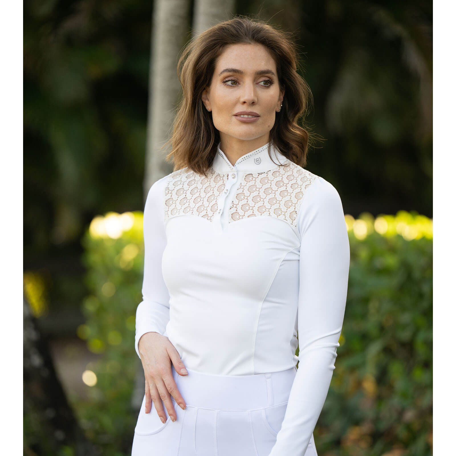 Turniershirt langarm Crystal Champion Top Long Sleeve White