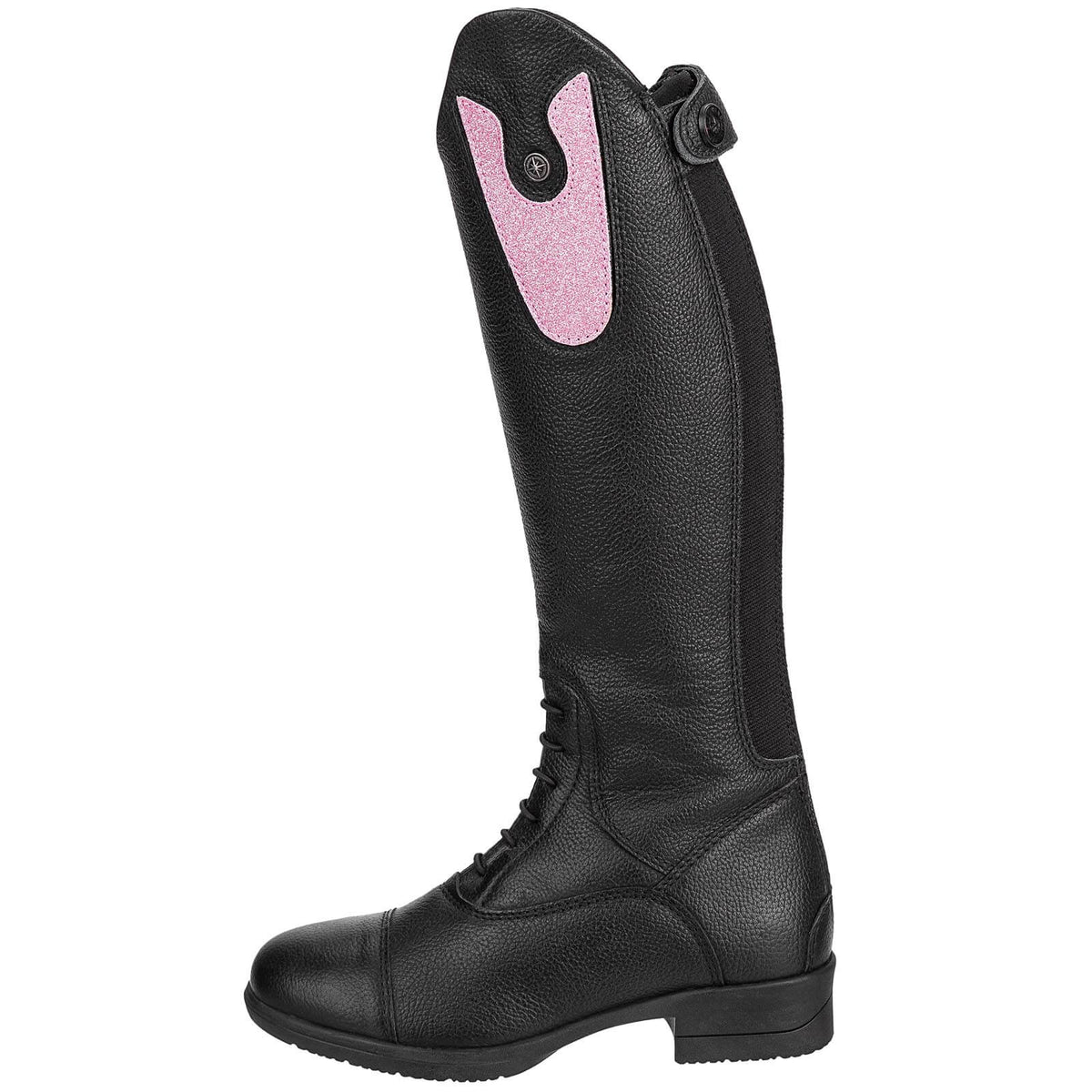 Suedwind Equestrian Patches Nova Kids Fun, Schwarz, Detailaufnahme am Kinderreitstiefel.