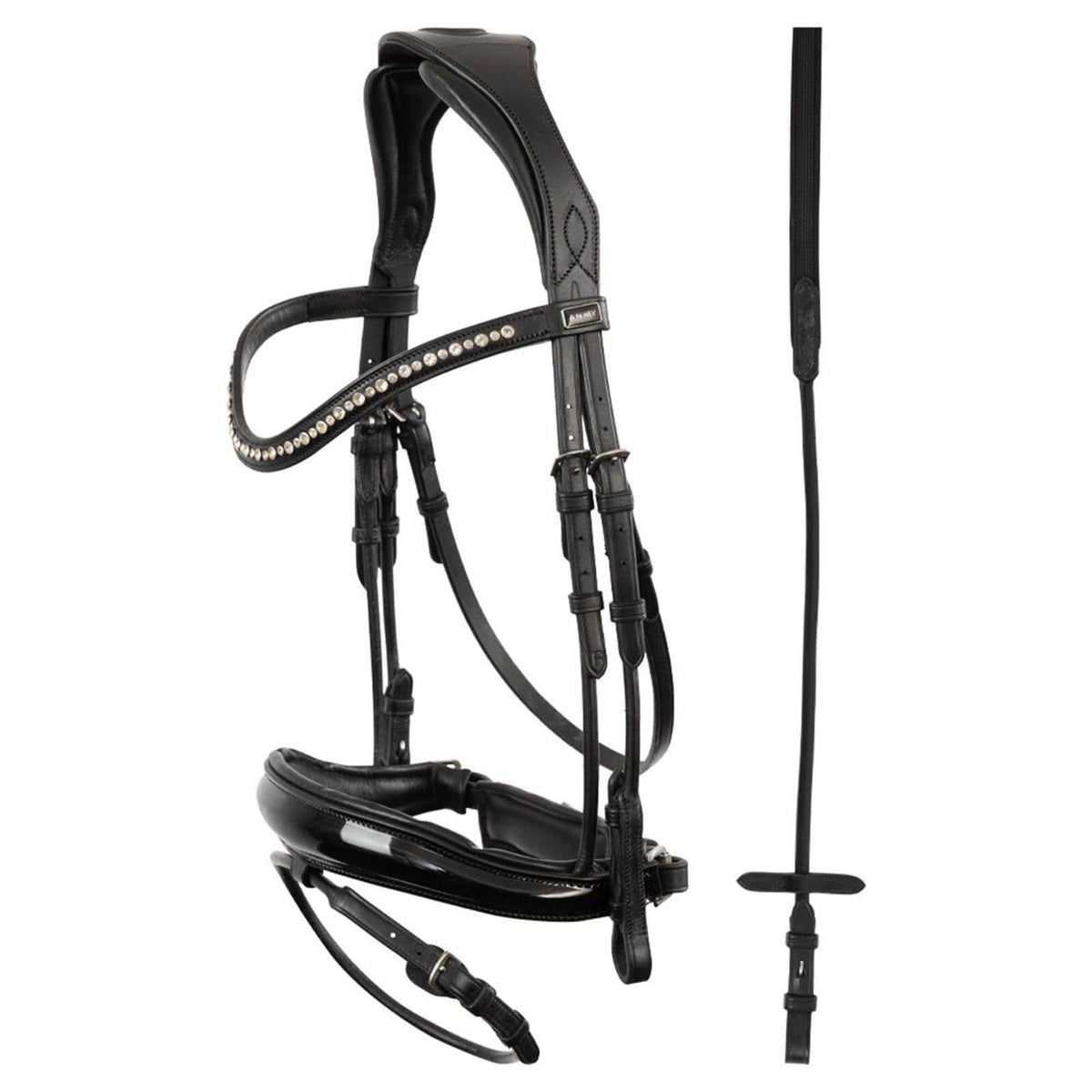 ANKY Trense ATH19002 Comfort Fit Trensenzaum, Schwarz, Produkt allein auf weißem Hintergrund.