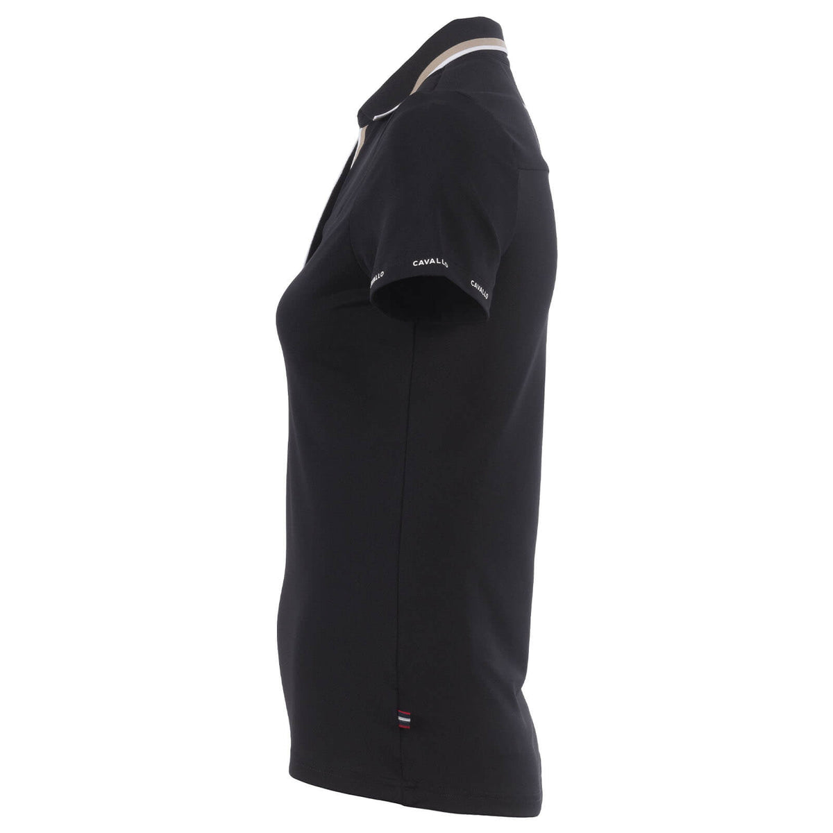 Cavallo Poloshirt CAVALPIQUE Shirt, Schwarz, seitliche Ansicht des Shirts auf weißem Hintergrund.