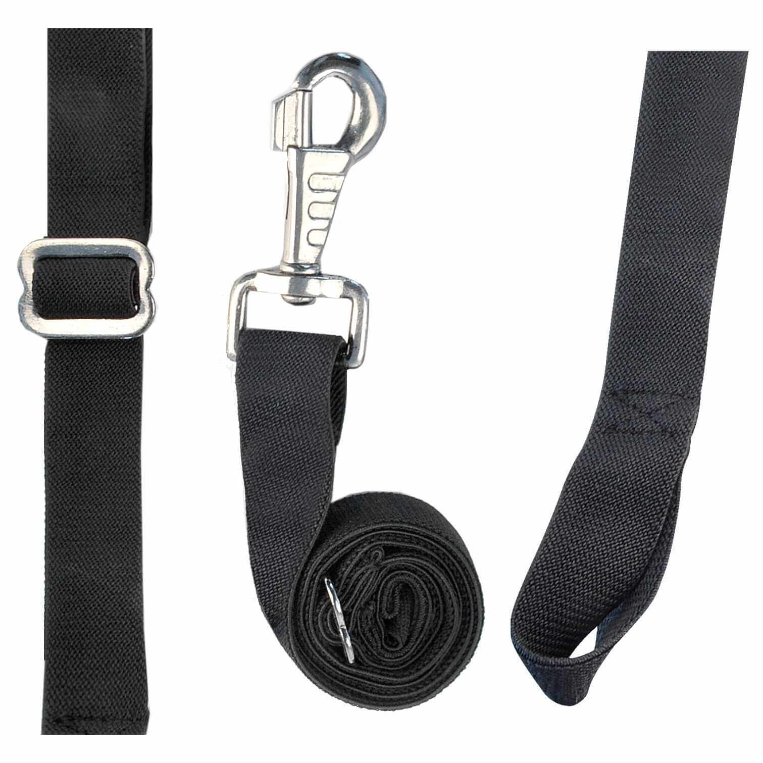 Beinschnüre m. Karabiner, elastik, schwarz