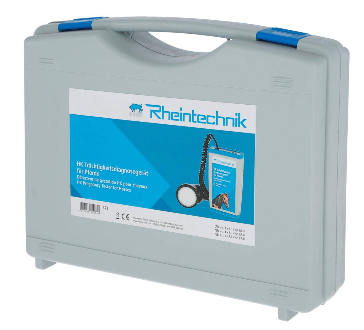 Rheintechnik HK Trächtigkeitsdiagnosegerät für Pferde, graues Koffer-Set, Produkt allein.