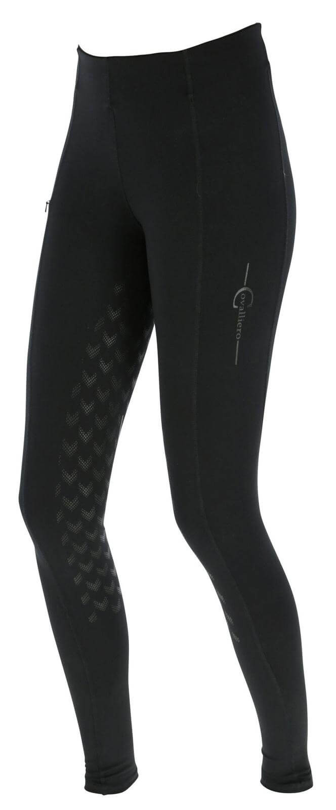 Reitleggins Damen Full-Grip Equona Damenreitleggins Vollbesatz, Schwarz, Produkt allein auf weißem Hintergrund.