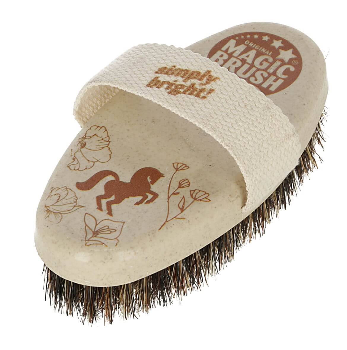 Magic Brush Pferdekardätsche WaterLily Putzbürste, beige, Detailaufnahme des Produkts.