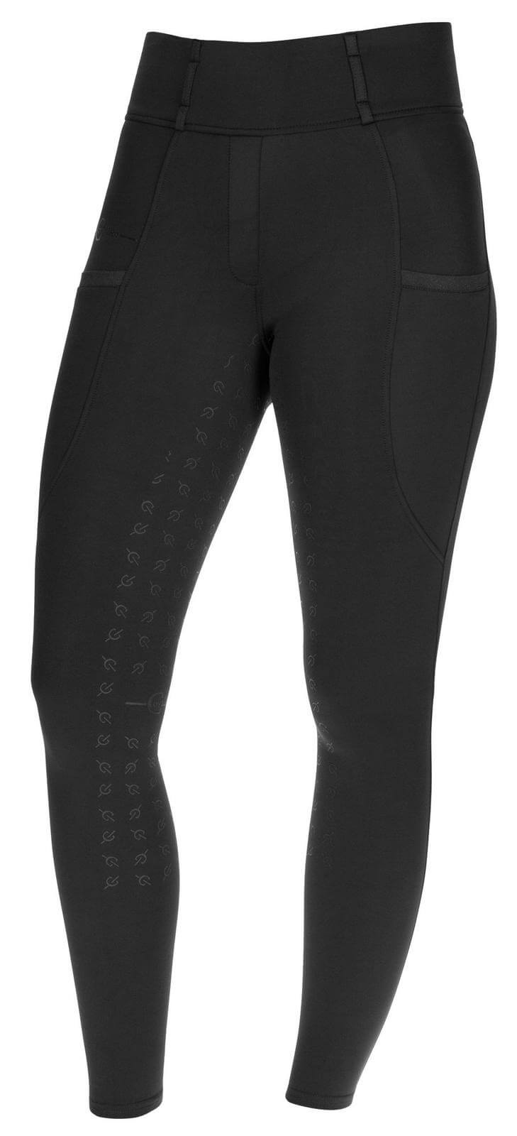 Covalliero Reitleggings Damen Full-Grip HighWaist Damenreitleggings Vollbesatz, Schwarz, Produkt allein auf weißem Hintergrund.