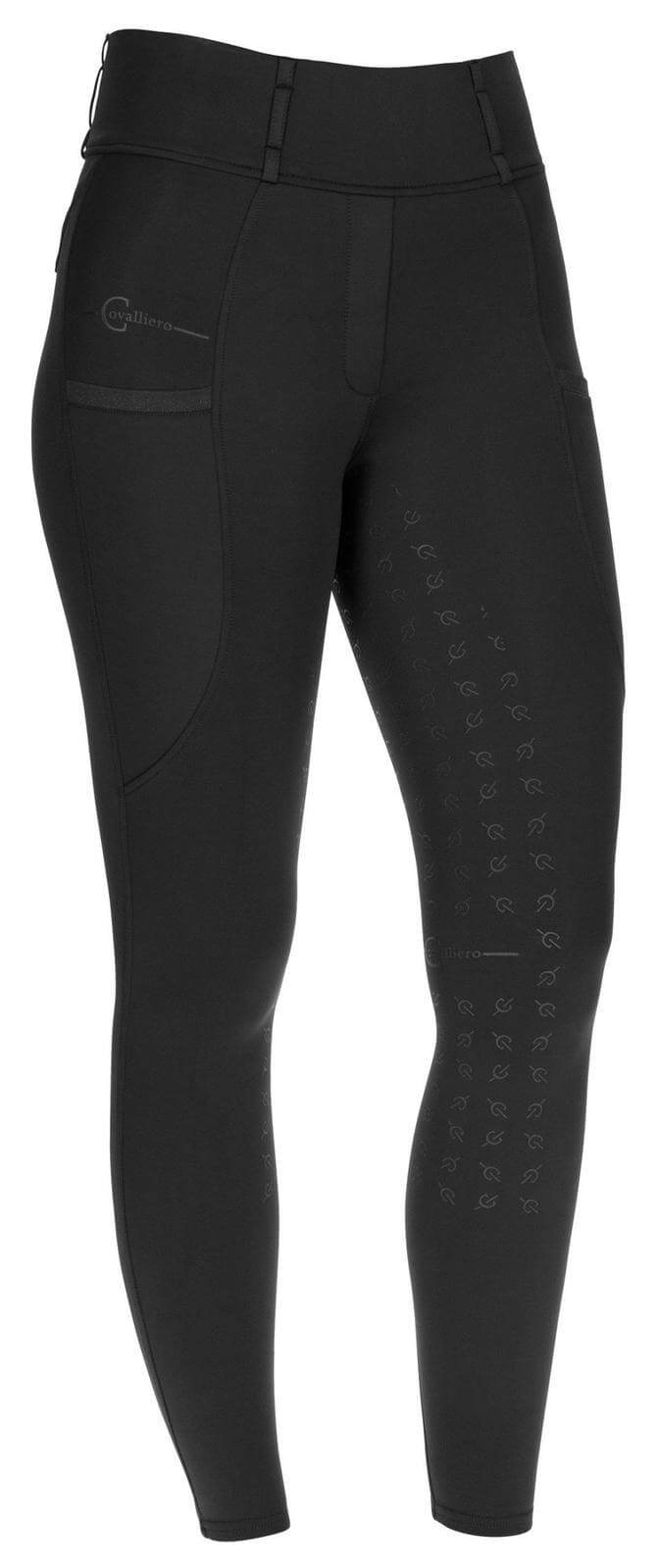 Covalliero Reitleggings Damen Full-Grip HighWaist Damenreitleggings Vollbesatz, Schwarz, Produkt allein.