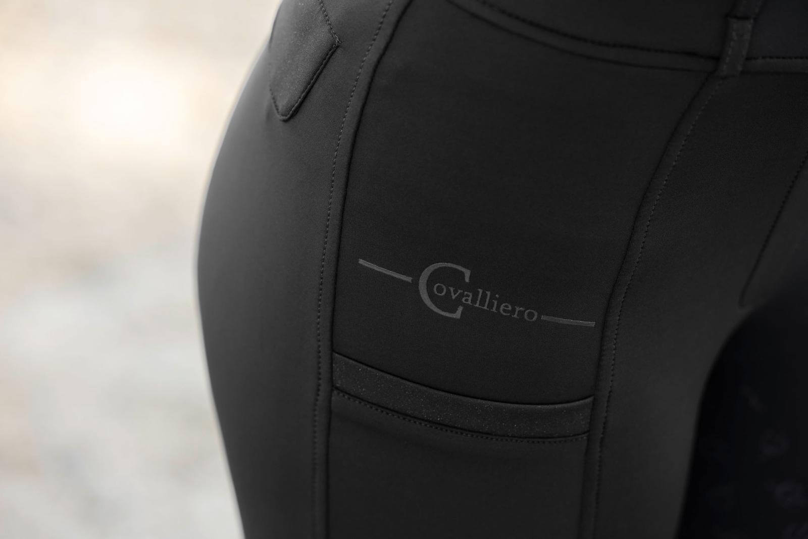 Covalliero Reitleggings Damen Full-Grip HighWaist Damenreitleggings Vollbesatz, Schwarz, Detailaufnahme.