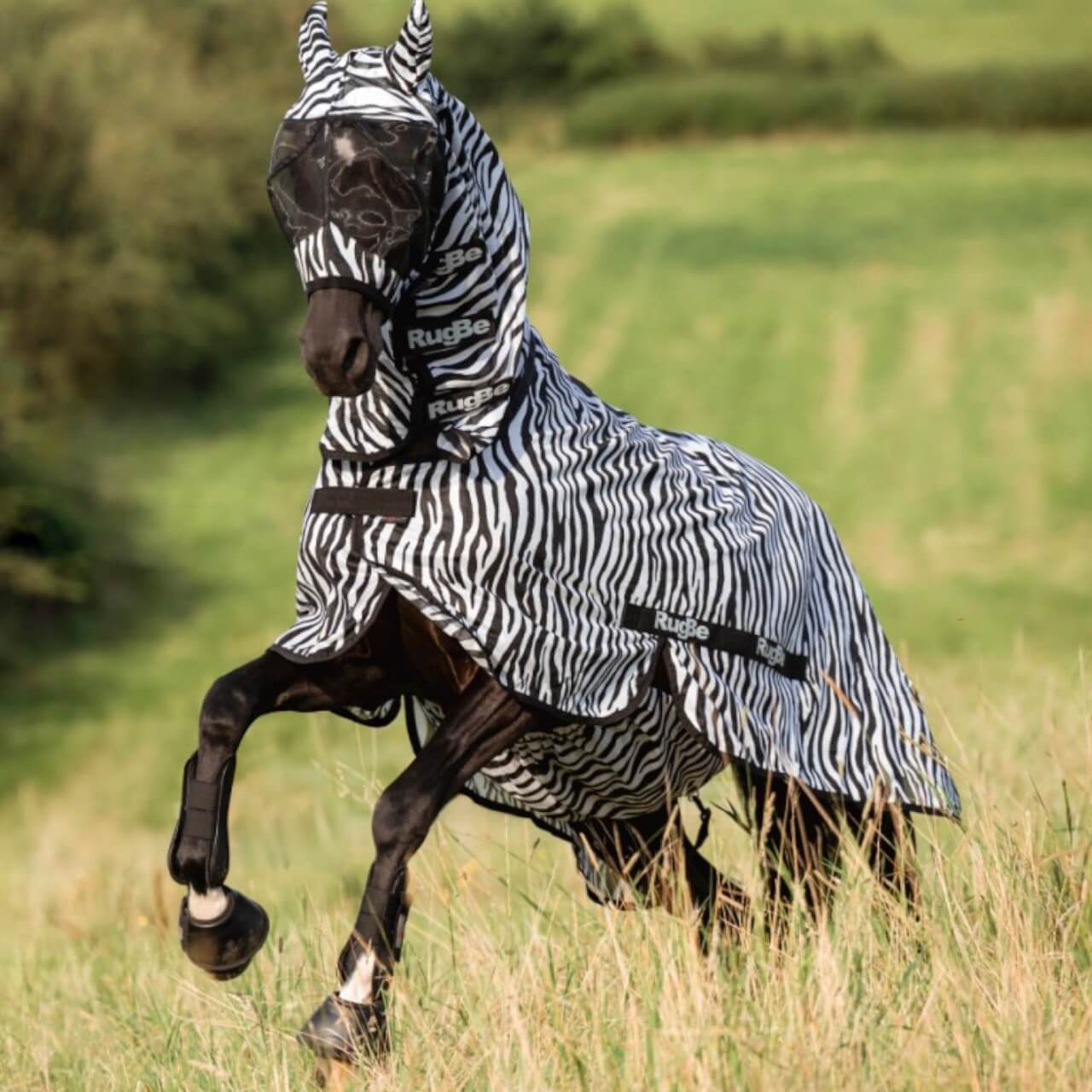 Fliegenmaske mit Ohrenschutz Zebra Fliegenschutzmaske