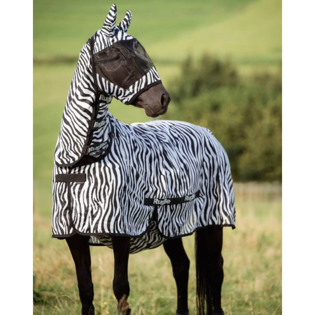 Fliegenmaske mit Ohrenschutz Zebra Fliegenschutzmaske