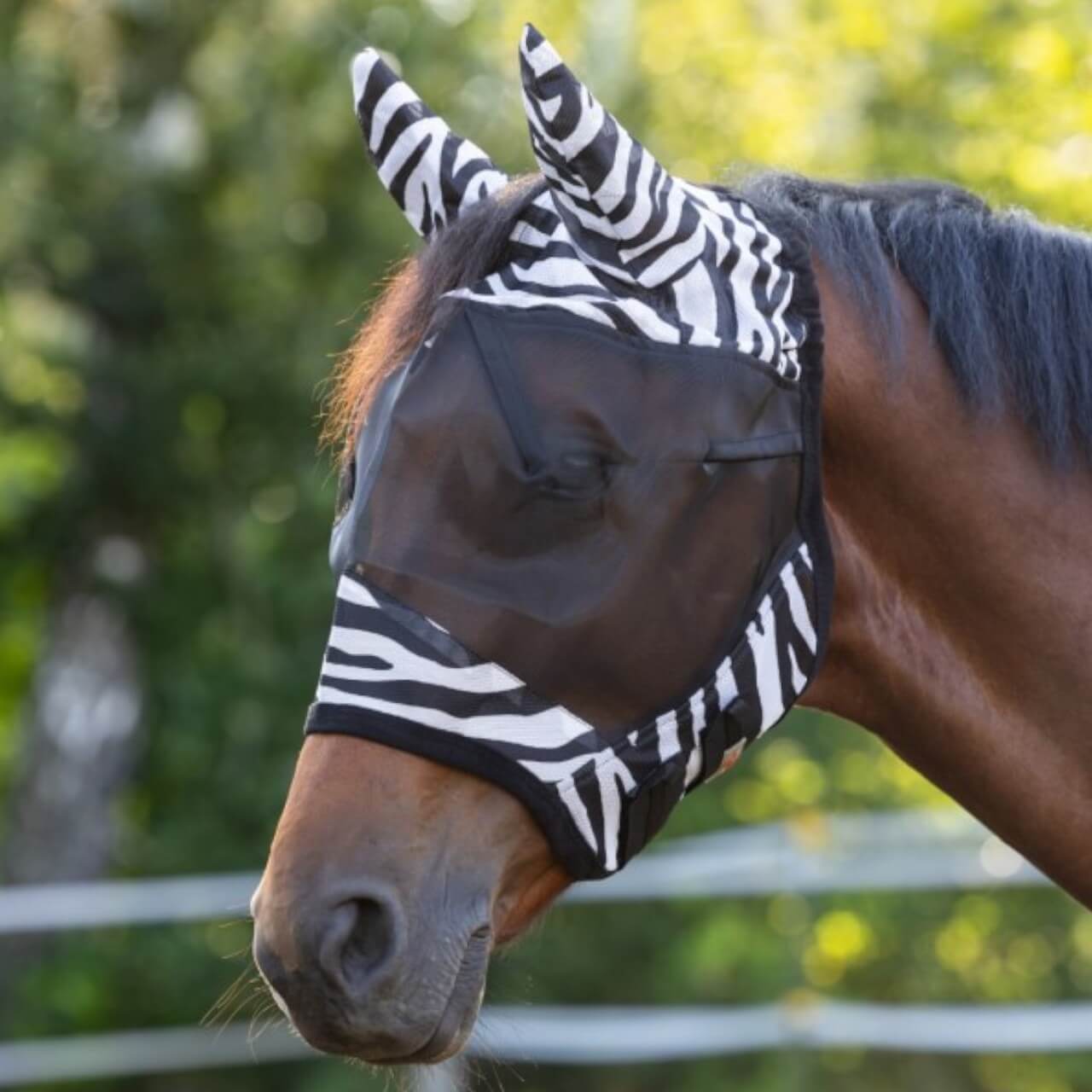 Fliegenmaske mit Ohrenschutz Zebra Fliegenschutzmaske