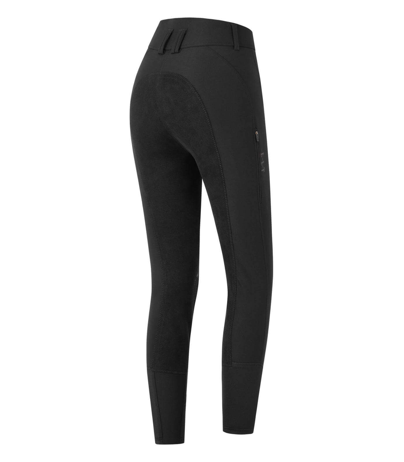 Reithose Oktavia Curved High Waist, Schwarz, Produkt allein auf weißem Hintergrund.