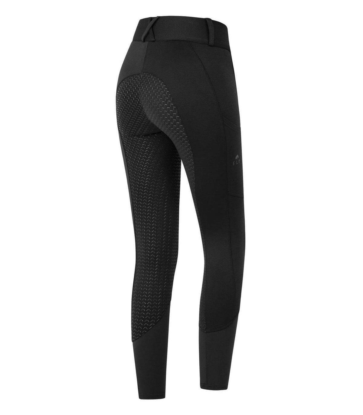 E.L.T Reithose Essential High Waist Silikon, Schwarz, Produkt allein auf weißem Hintergrund.