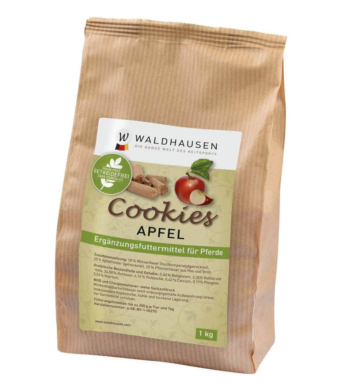Waldhausen Cookies getreidefrei, 1 Kilogramm, Produkt allein auf weißem Hintergrund.