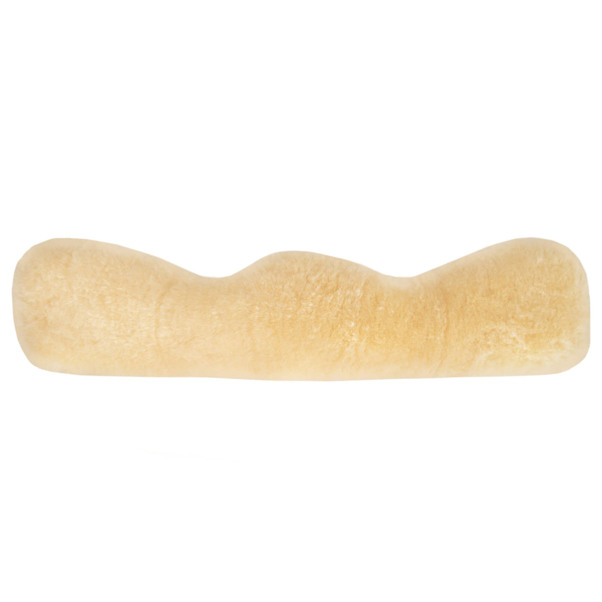 Mattes Sattelgurt asymmetrischer Kurzgurt Lammfellgurt, Natur, Produkt allein auf weißem Hintergrund.