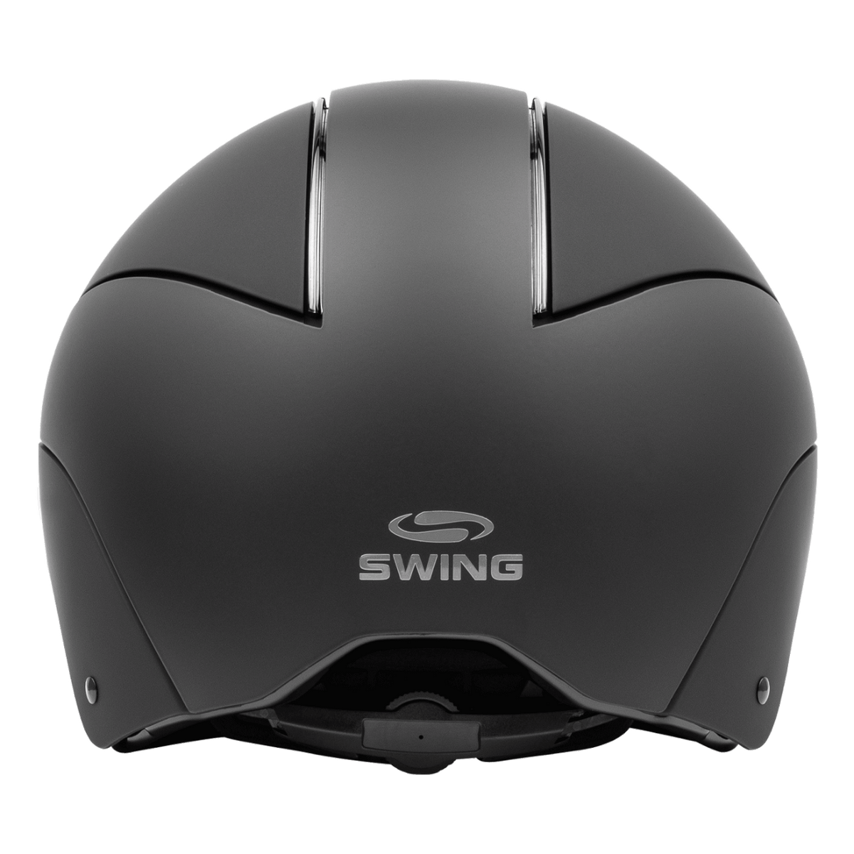 Swing Reithelm Unisex H24 Chrome, Schwarz, Produkt allein auf schwarzem Hintergrund.