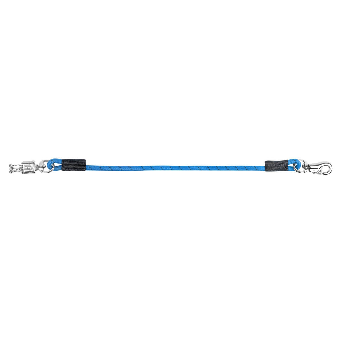 Elastikanbinder, 90 cm, Azurblau/Schwarz, Produkt allein auf weißem Hintergrund.