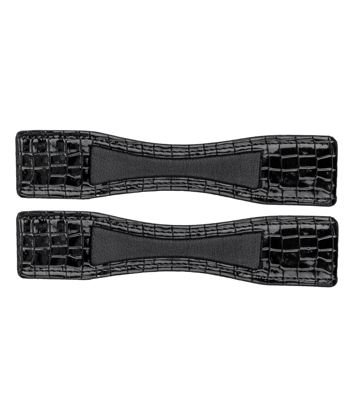 Lackleder Sporenschutz, schwarz mit Croco-Optik