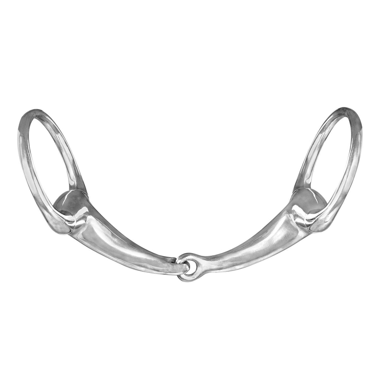 Olivenkopfgebiss Einfach Gebrochen Anatomisch 16 mm Trense, silber, Produkt allein auf weißem Hintergrund.