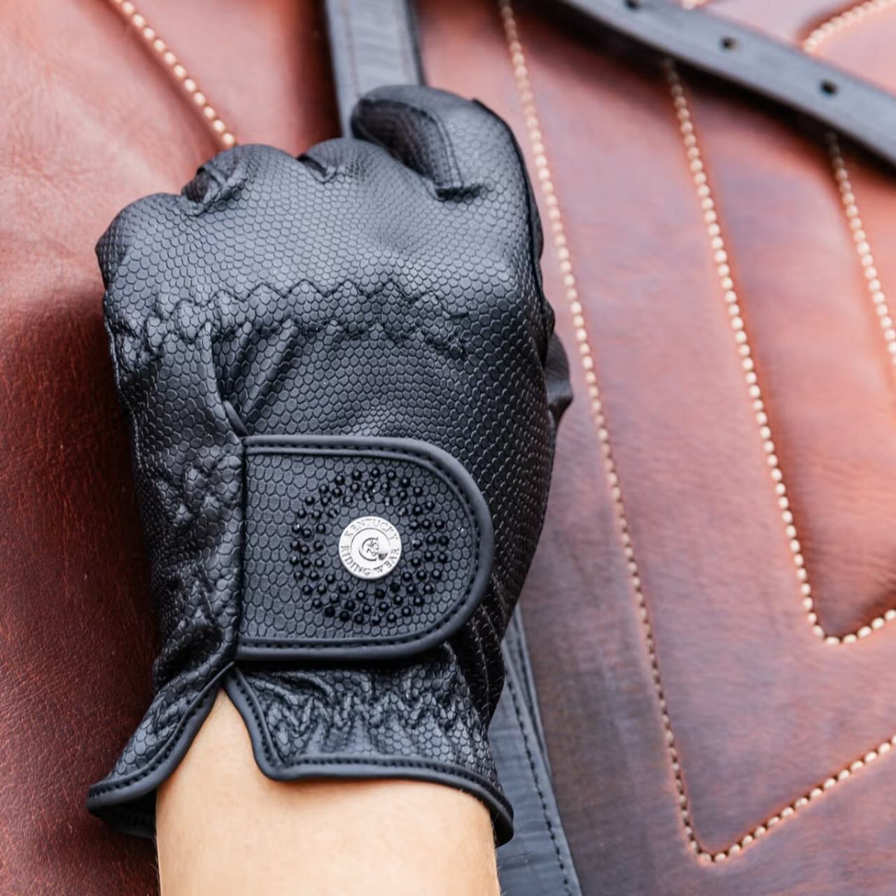 Reithandschuhe Dark Glitter Grip Handschuhe