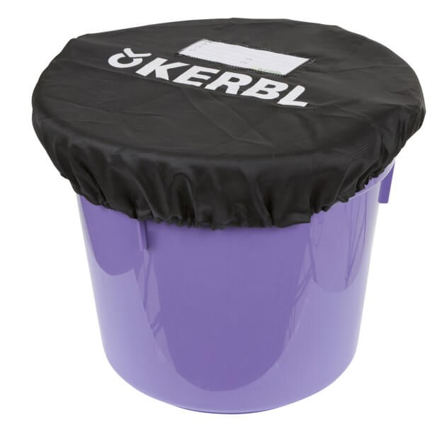KERBL Beschriftungskarten für Eimerabdeckung, Lila, Detailaufnahme auf Eimerabdeckung.