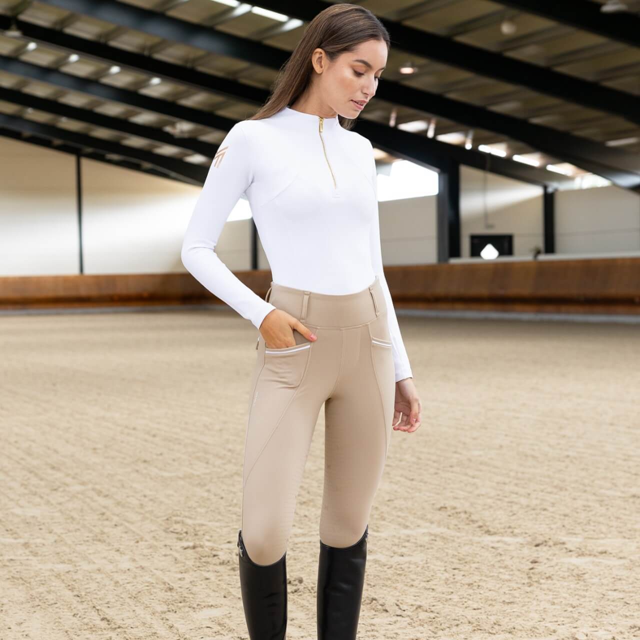 Reitleggings Damen Full-Grip Winter Pro Leggings