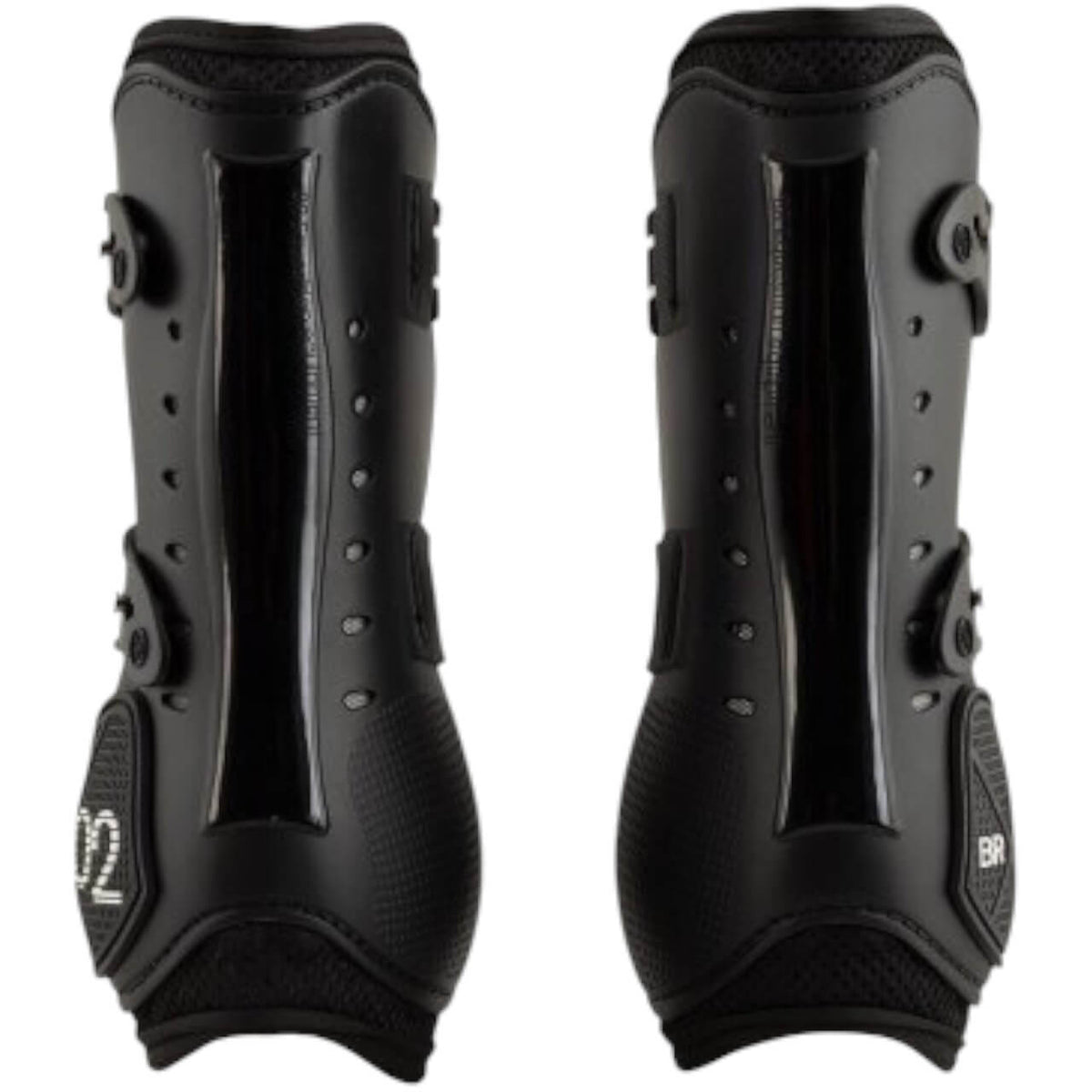 Springamaschen BR X02 Tedon Boots Beinschutz, Schwarz, Paar Gamaschen auf weißem Hintergrund.