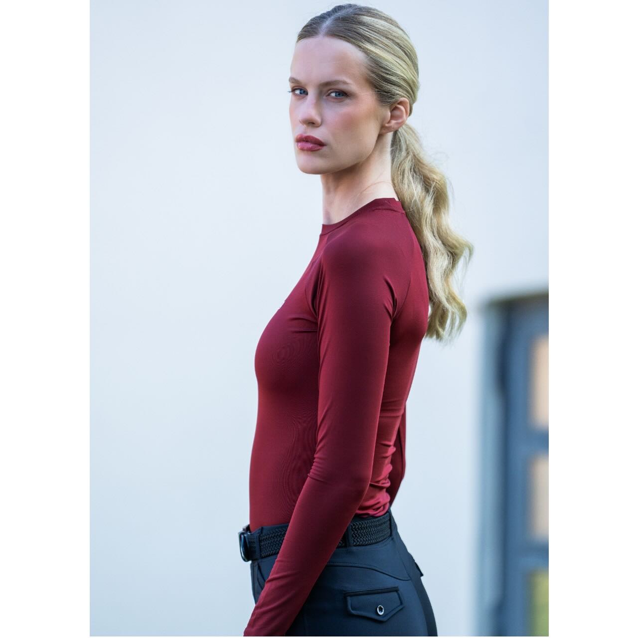 Baselayer Damen Langarm Dynamic Bordeaux Longsleeve