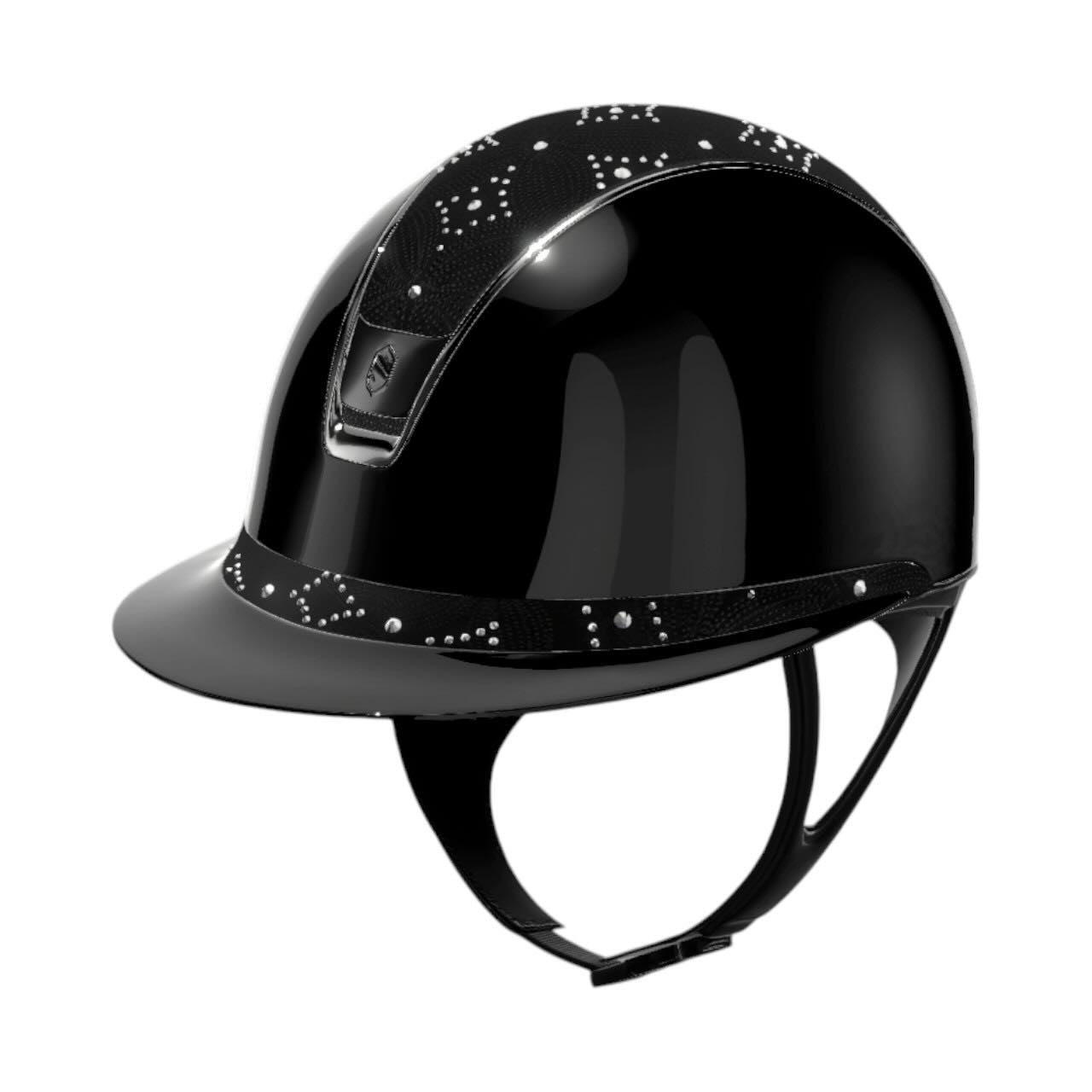 Reithelm Miss Shield 2.0 Glossy Black Top + Frontalband Celestial Crystal Black Trim + Blason Black Chrome Konfiguration