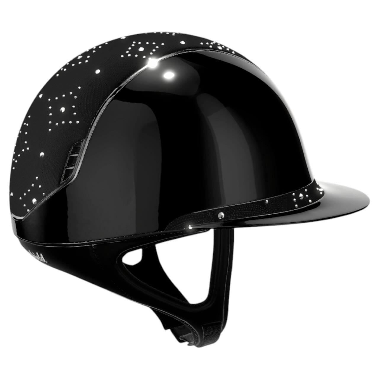 Reithelm Miss Shield 2.0 Glossy Black Top + Frontalband Celestial Crystal Black Trim + Blason Black Chrome Konfiguration