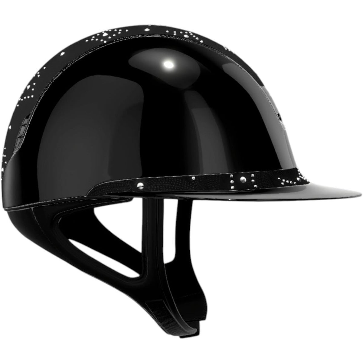 Reithelm Miss Shield 2.0 Glossy Black Top + Frontalband Celestial Crystal Black Trim + Blason Black Chrome Konfiguration