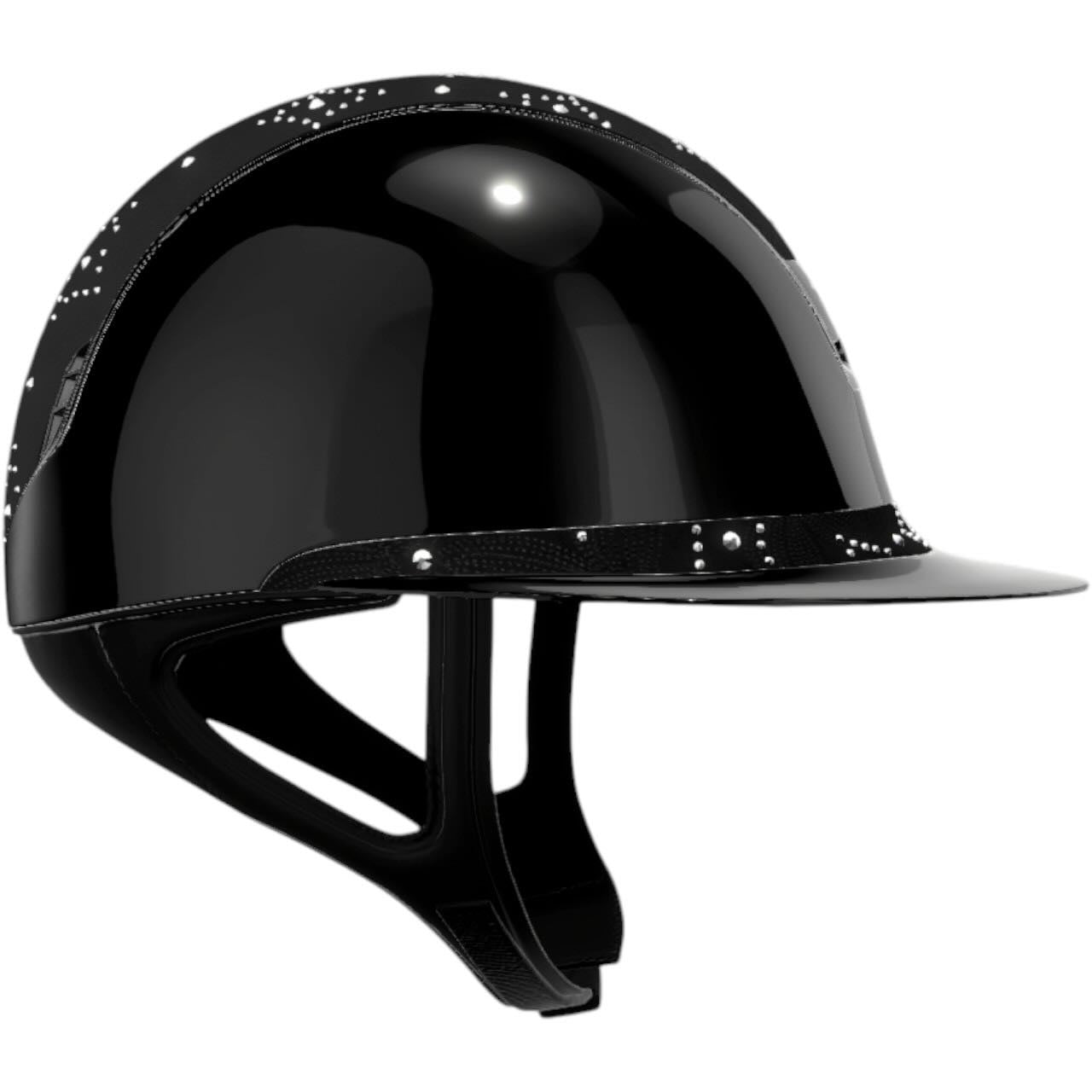 Reithelm Miss Shield 2.0 Glossy Black Top + Frontalband Celestial Crystal Black Trim + Blason Black Chrome Konfiguration