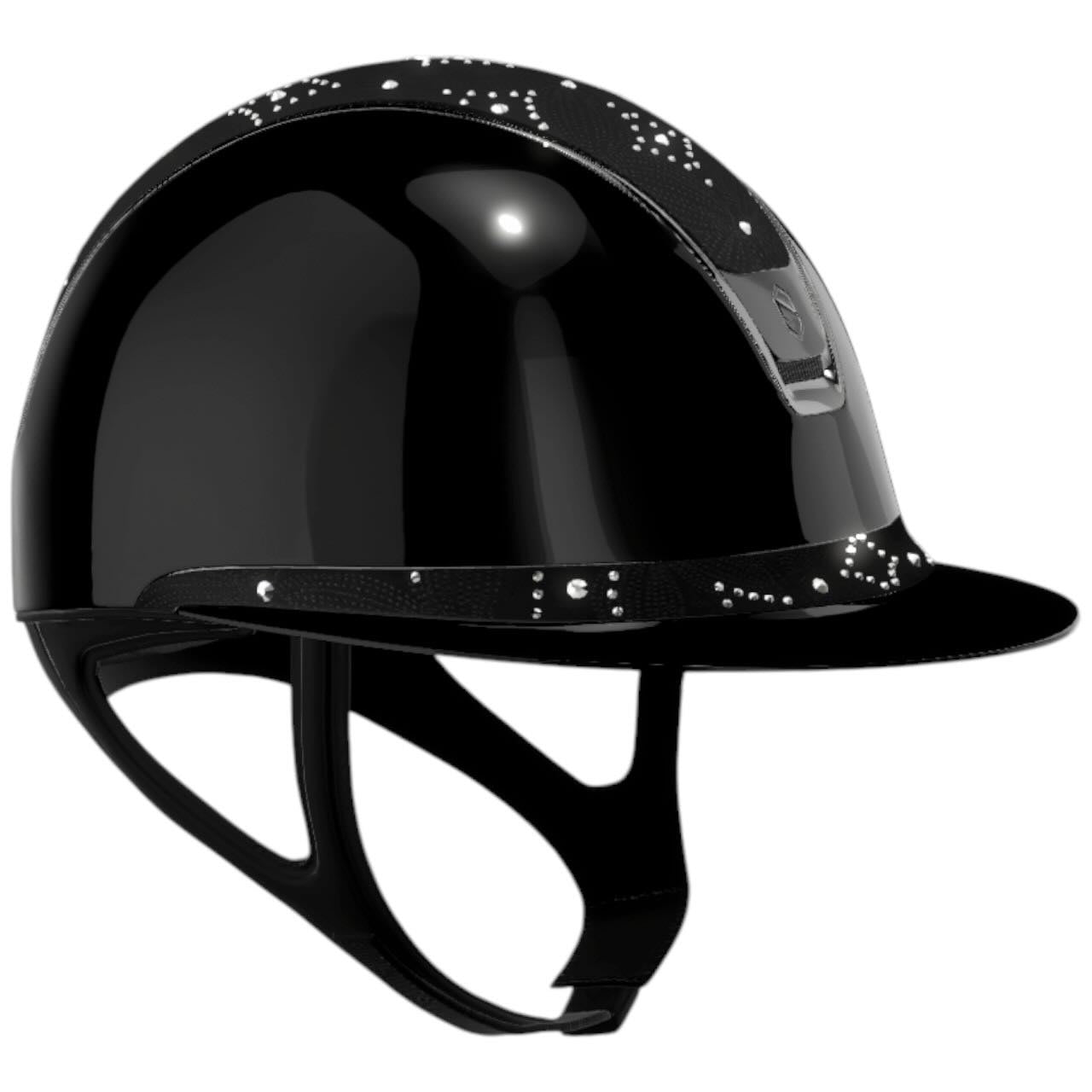 Reithelm Miss Shield 2.0 Glossy Black Top + Frontalband Celestial Crystal Black Trim + Blason Black Chrome Konfiguration