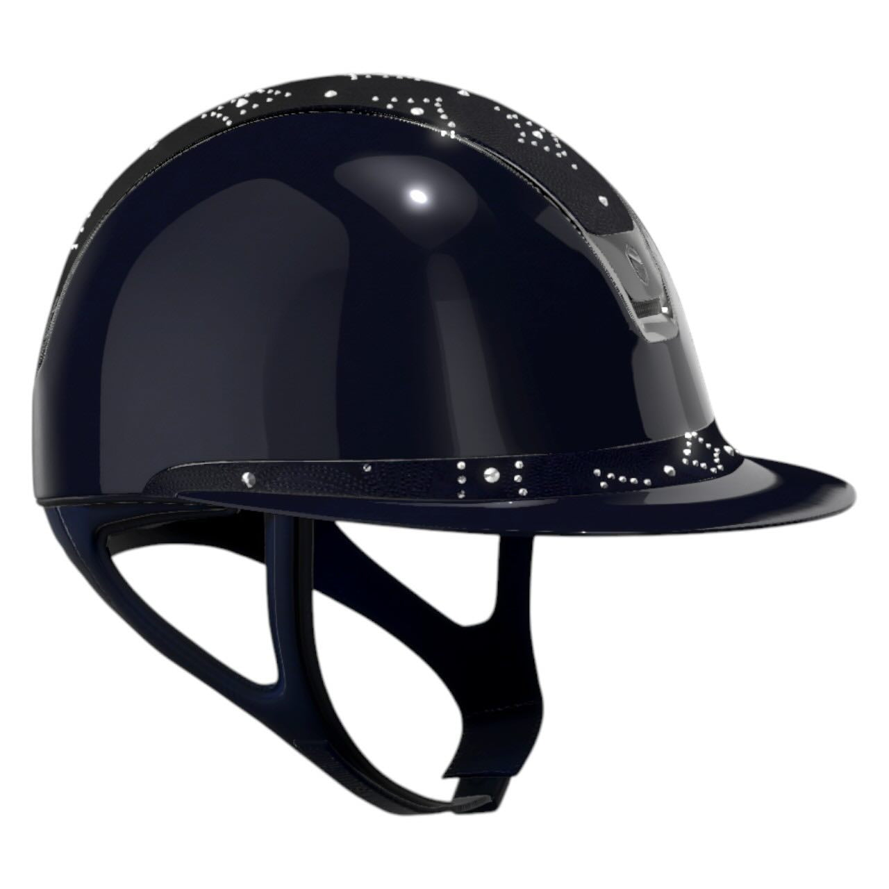 Reithelm Miss Shield 2.0 Glossy Blue Top + FB Celestial Crystal Navy Trim + Blason Black Chrome Konfiguration