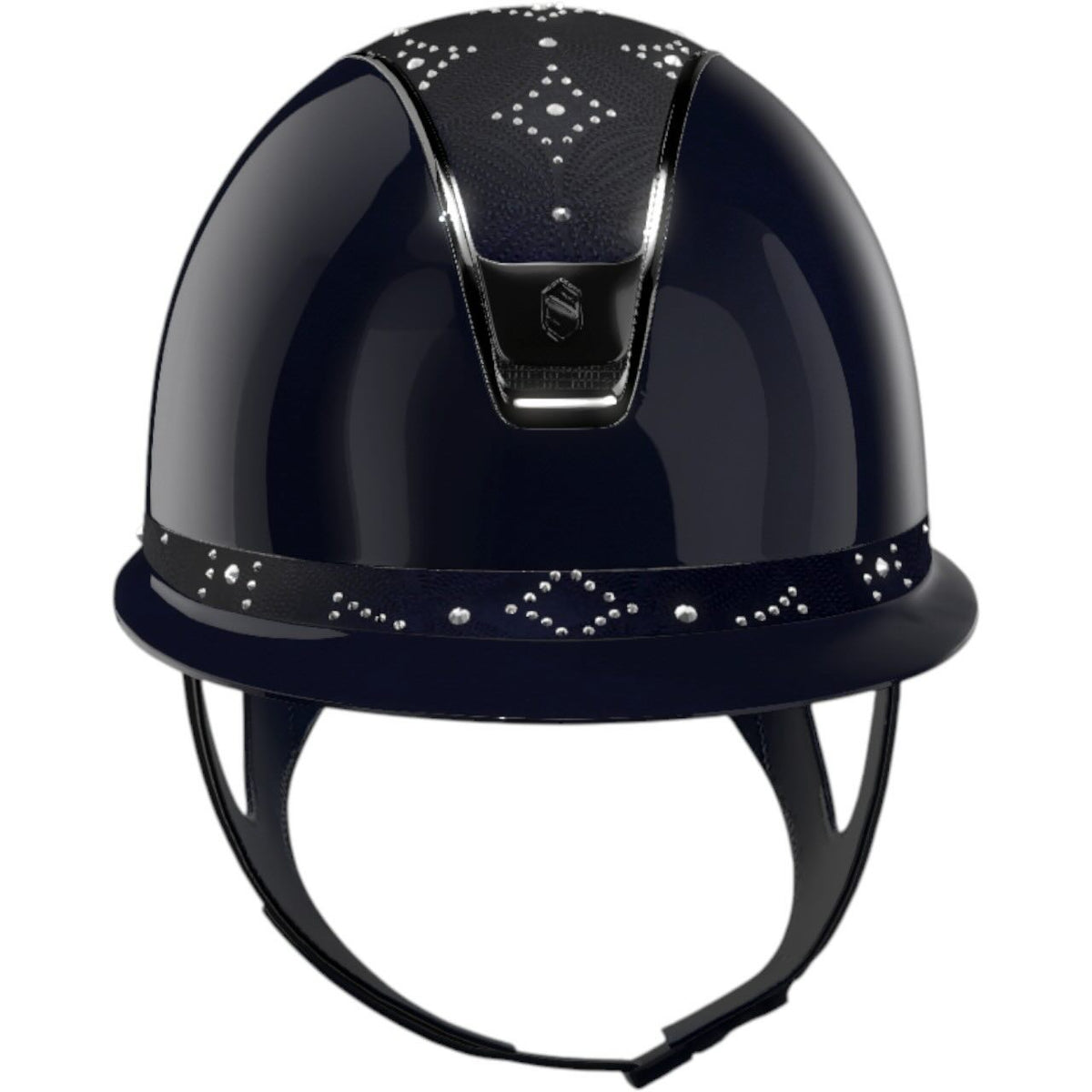 Reithelm Miss Shield 2.0 Glossy Blue Top + FB Celestial Crystal Navy Trim + Blason Black Chrome Konfiguration