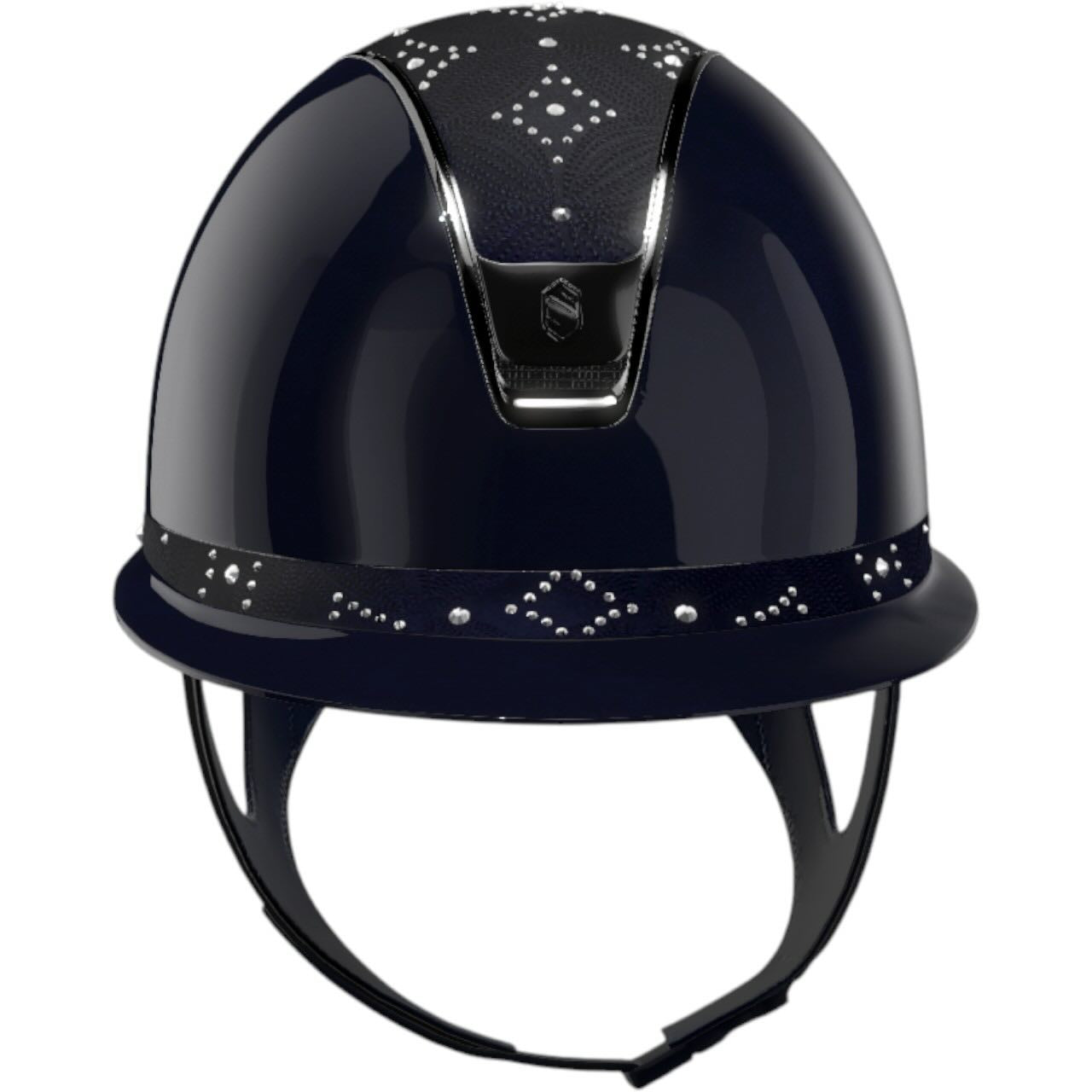 Reithelm Miss Shield 2.0 Glossy Blue Top + FB Celestial Crystal Navy Trim + Blason Black Chrome Konfiguration