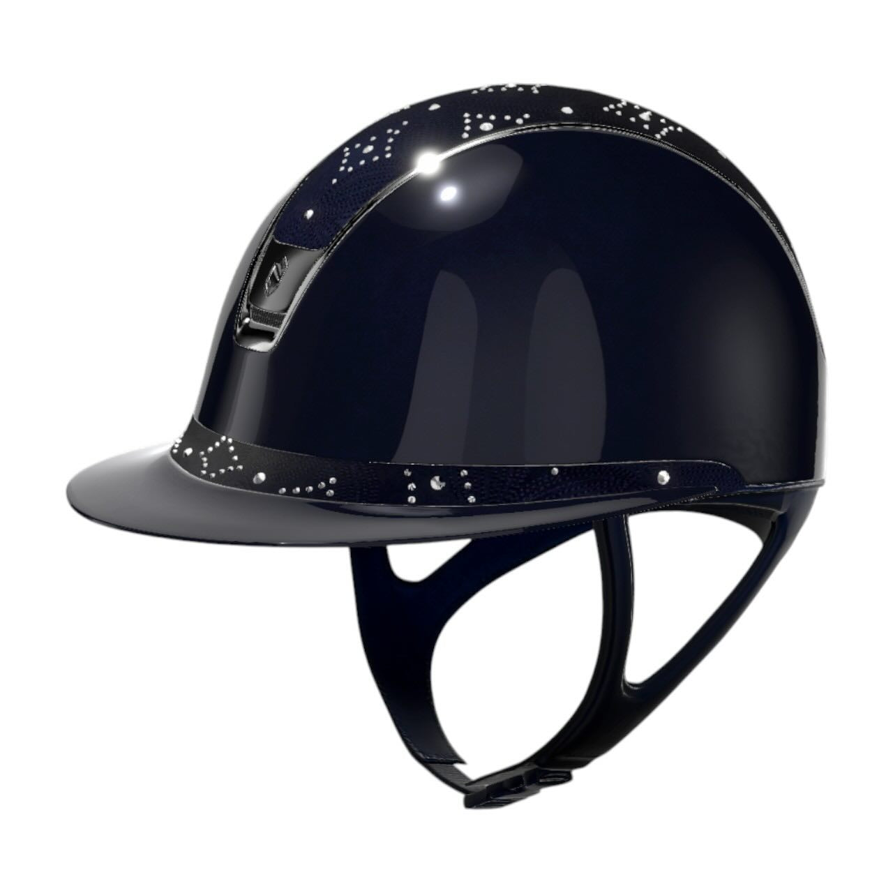 Reithelm Miss Shield 2.0 Glossy Blue Top + FB Celestial Crystal Navy Trim + Blason Black Chrome Konfiguration