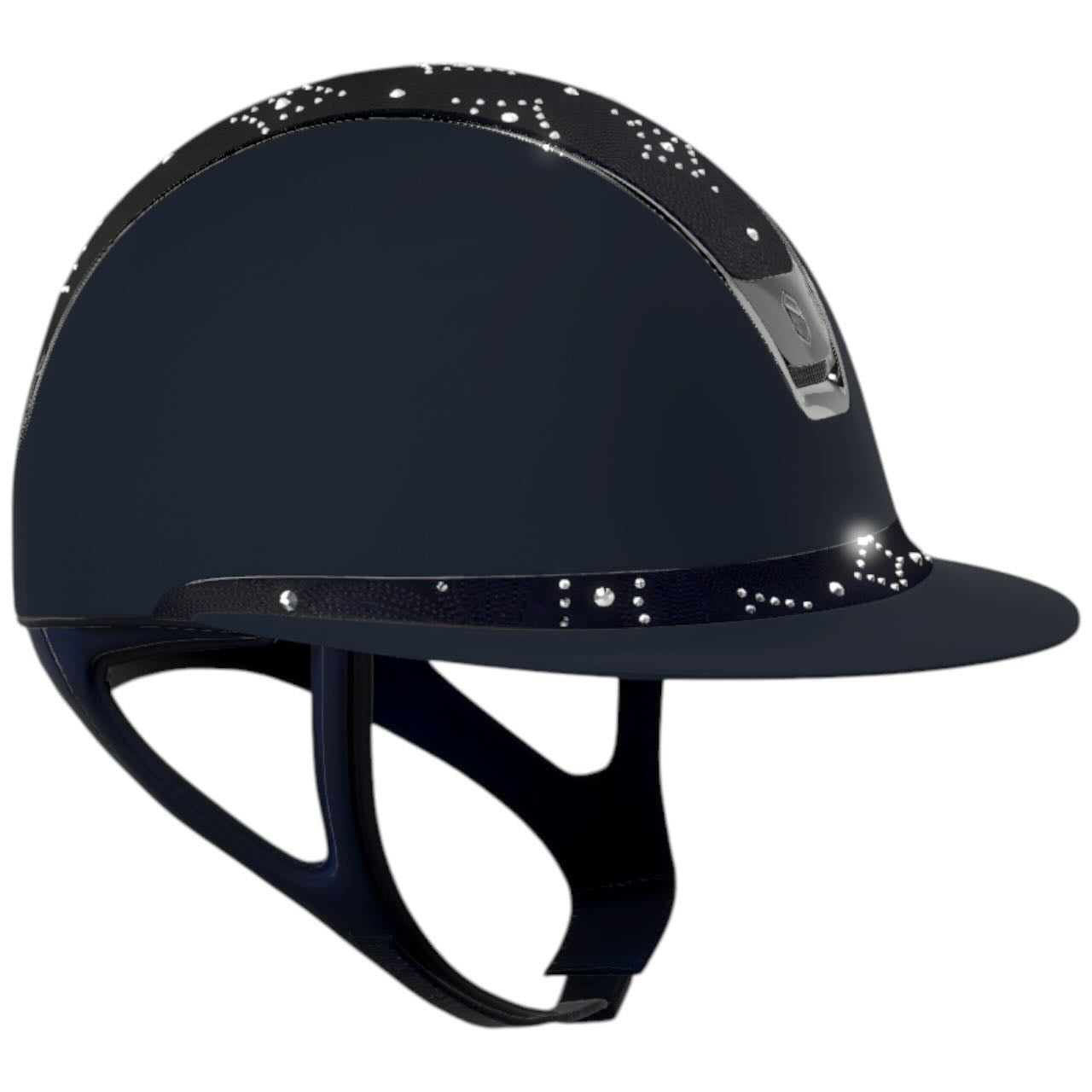 Reithelm Miss Shield 2.0 Shadow Blue Top + FB Celestial Crystal Navy Trim + Blason Black Chrome Konfiguration